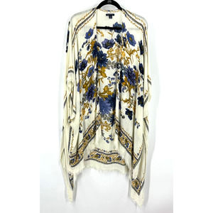 American Eagle Outfitters Poncho Cardigan Fringe Light Weight Floral One Size